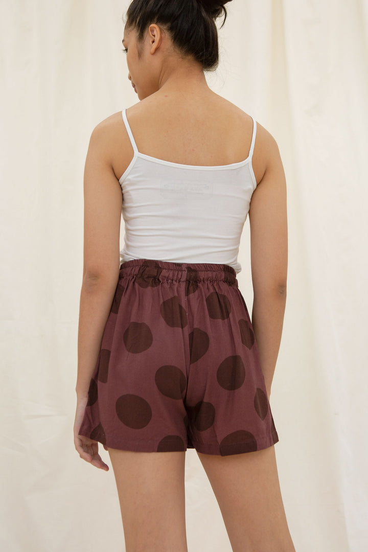 Mariri Pajama Shorts in Burgundy Dots