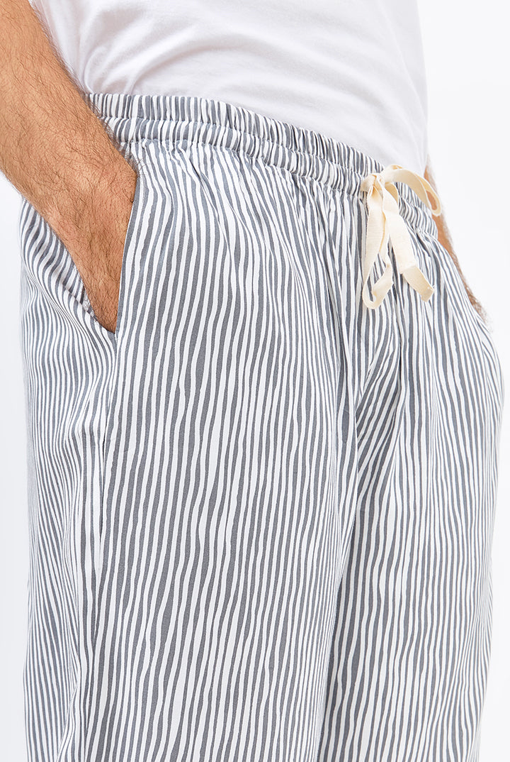 Gani Unisex Relax Pants in Grey Stripe