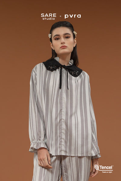 Pagai Long Sleeves Top in Stone Woven