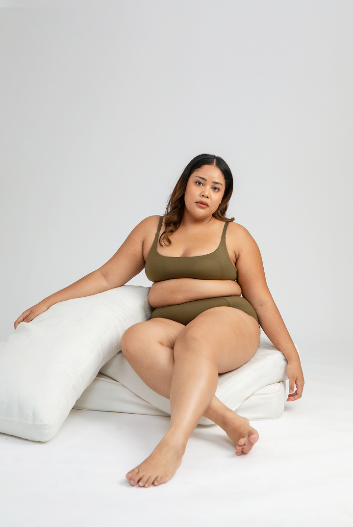 Anaya Scoop Padded Bralette in Dark Olive