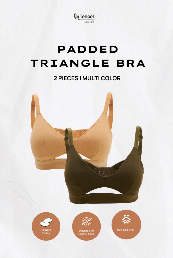 Padma Removable Padded Tencel Triangle Bra 2 Packs in Mix Color 2