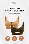 Padma Removable Padded Tencel Triangle Bra 2 Packs in Mix Color