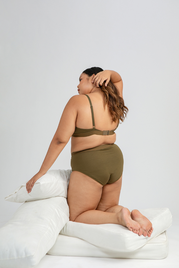 Tara High Waist Brief Panty in Dark Olive