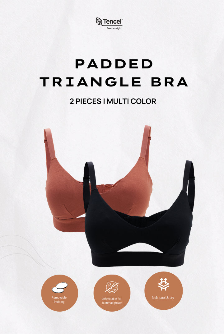 Padma Padded Tencel Triangle Bra 2 Packs in Mix Color