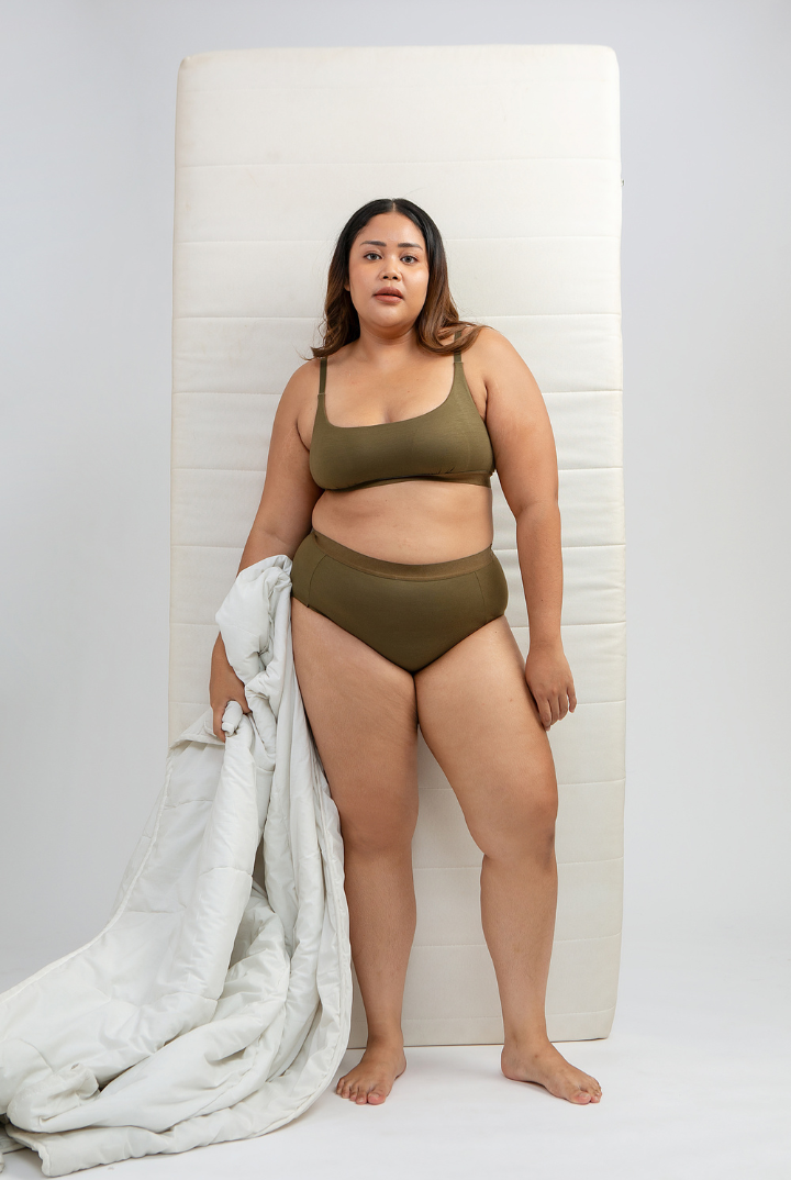 Tara High Waist Brief Panty in Dark Olive