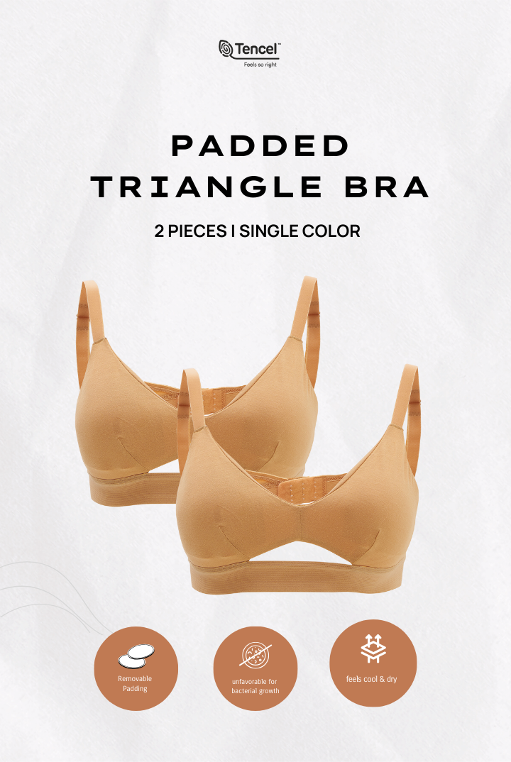 Padma Removable Padded Tencel Triangle Bra 2 Packs in Beige