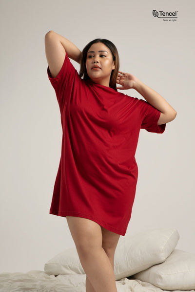 Maro T-Shirt Dress in Ruby Red