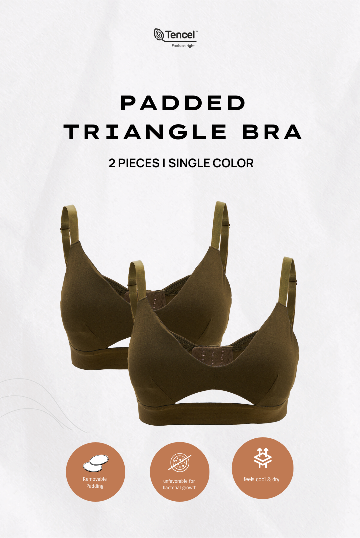 Padma Removable Padded Tencel Triangle Bra 2 Packs in Dark Olive