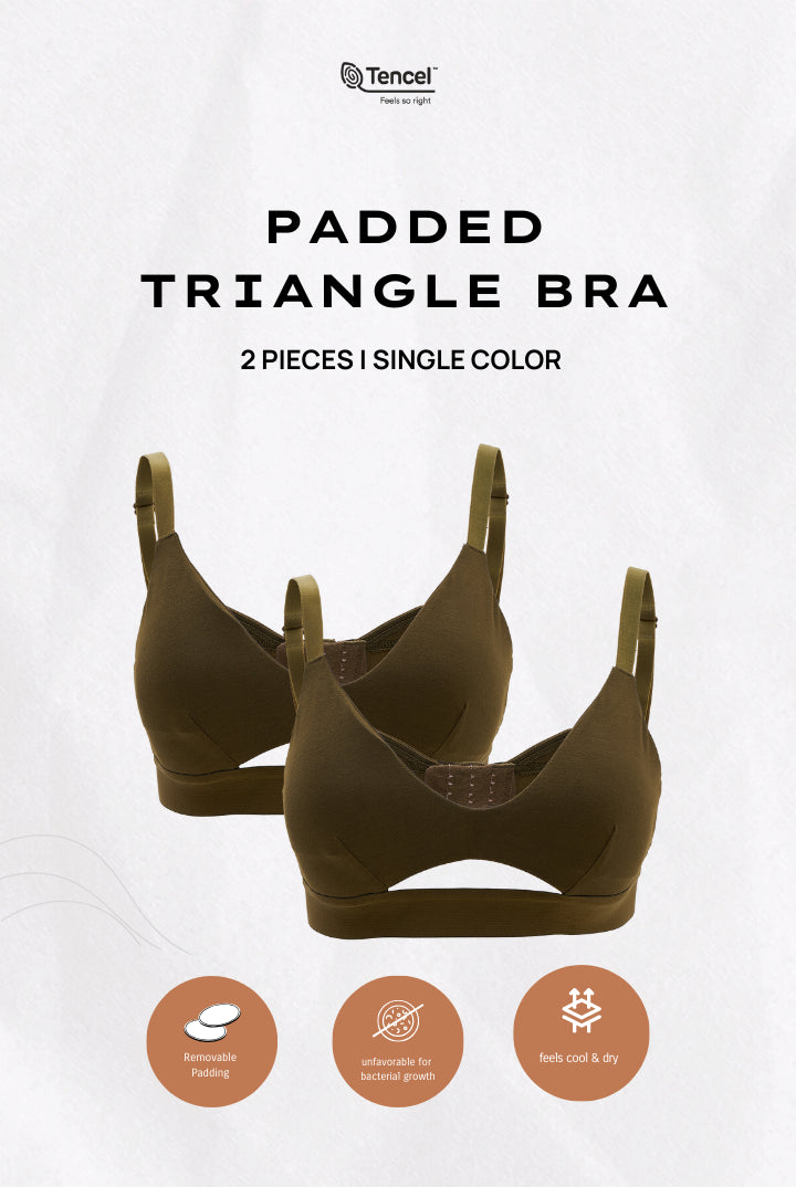 Padma Padded Tencel Triangle Bra 2 Packs in Dark Olive