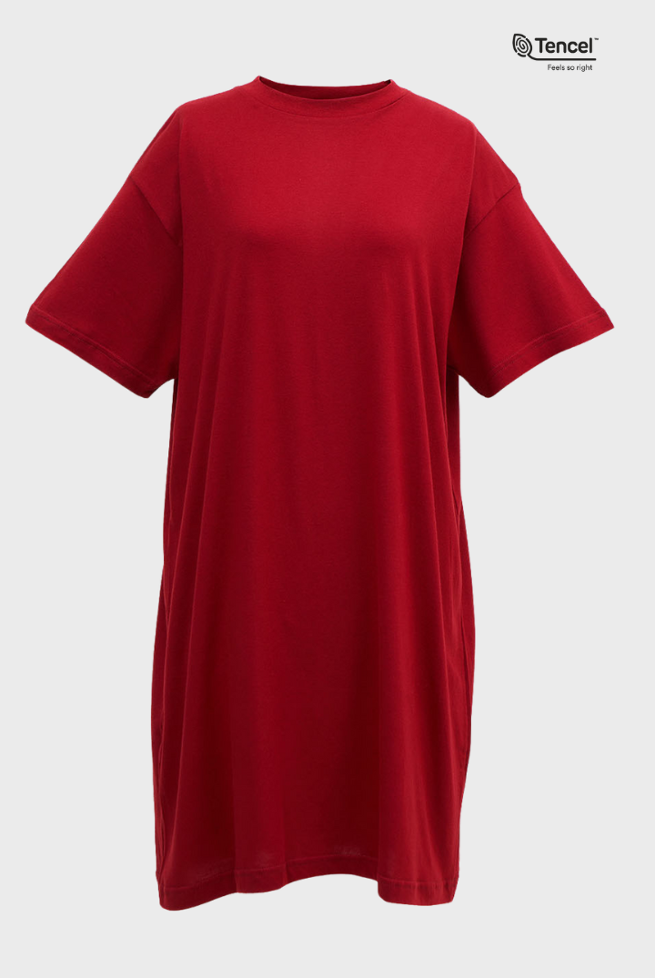 Maro T-Shirt Dress in Ruby Red