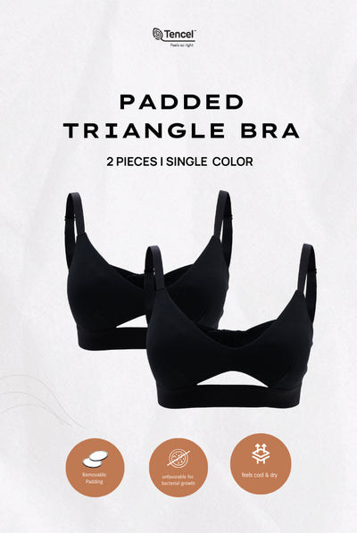 Padma Padded Tencel Triangle Bra 2 Packs in Black