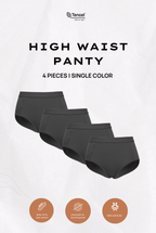 Tara High Waist Brief Panty 4 Packs in Black