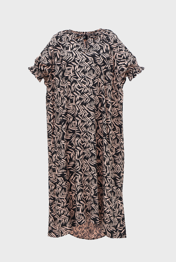 Kumala Puff Sleeve Dress in Black Bamboo