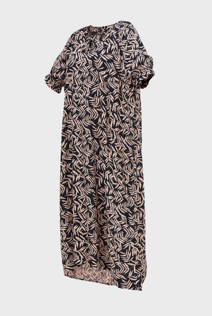 Kumala Puff Sleeve Dress in Black Bamboo