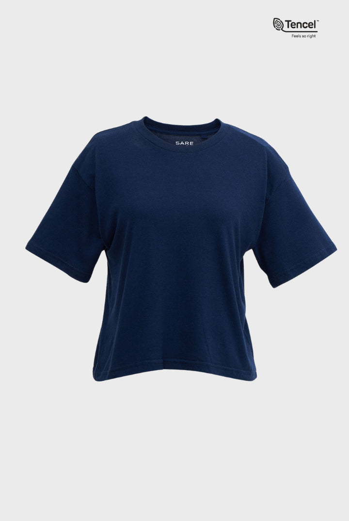 Baia Cropped T-shirt in Navy