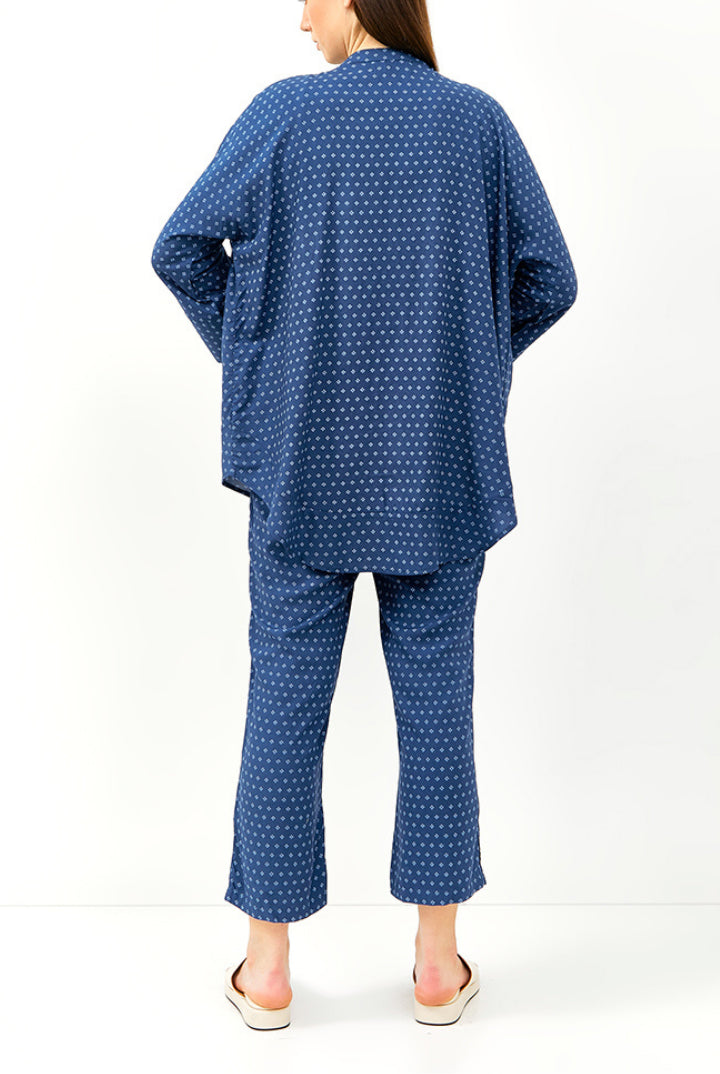Prau Long Sleeve Pajama Top in Navy Bijou