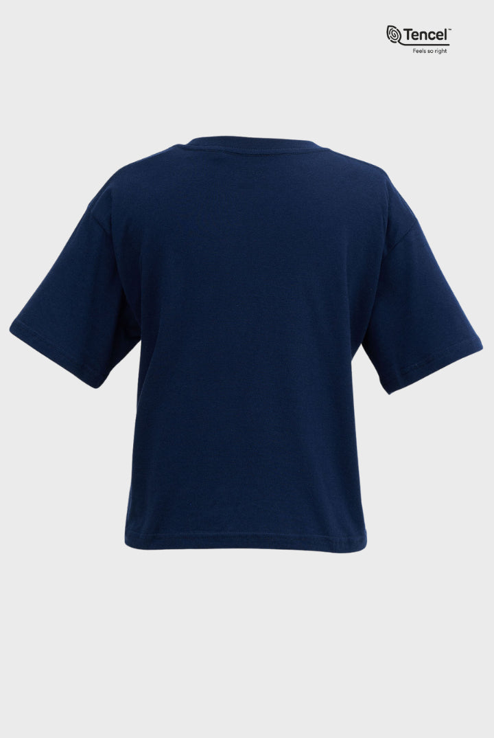 Baia Cropped T-shirt in Navy