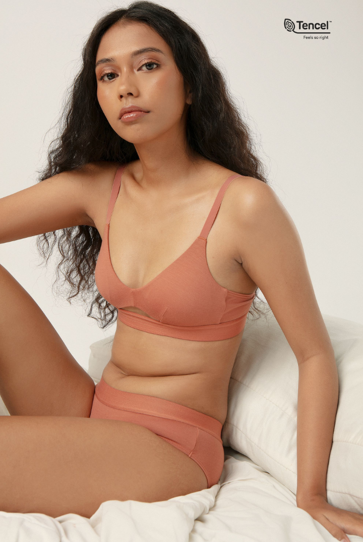 Padma Padded Tencel Triangle Bra in Rosewood