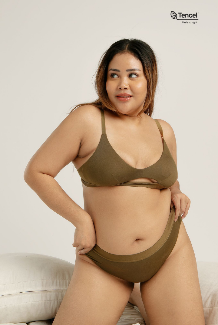 Padma Removable Padded Tencel Triangle Bra in Dark Olive