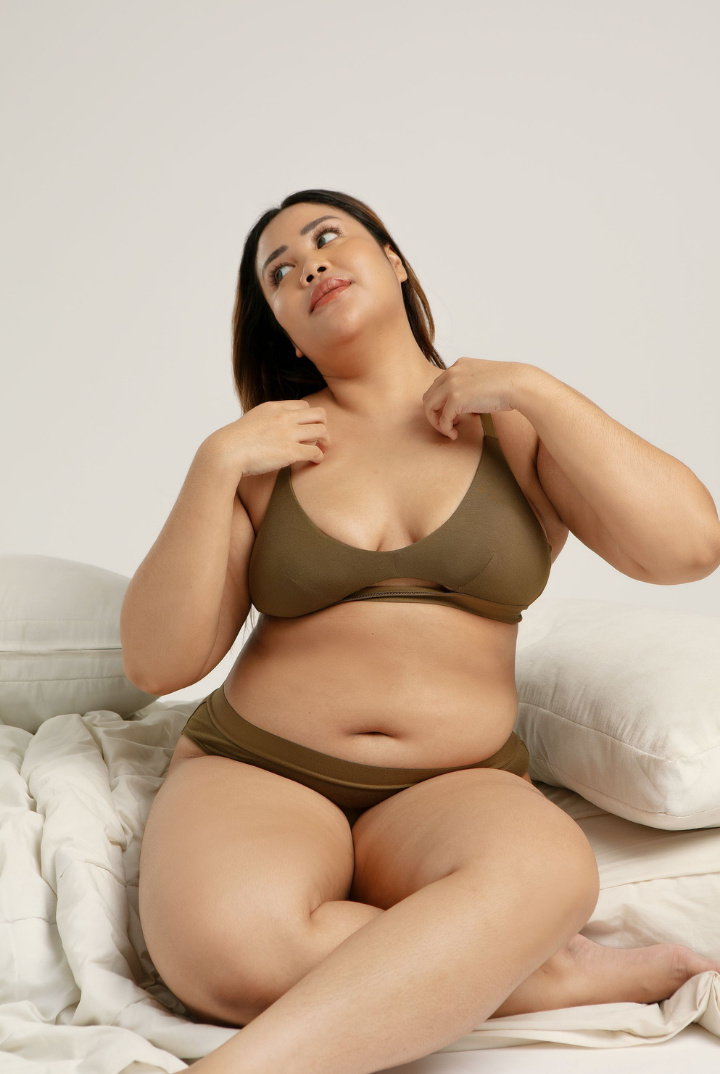 Padma Removable Padded Tencel Triangle Bra in Dark Olive