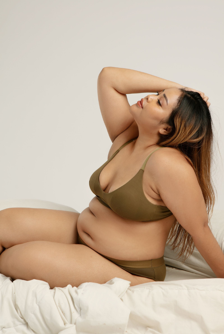 Padma Removable Padded Tencel Triangle Bra in Dark Olive