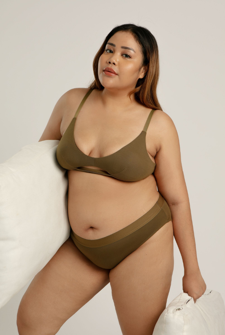 Padma Removable Padded Tencel Triangle Bra 2 Packs in Dark Olive