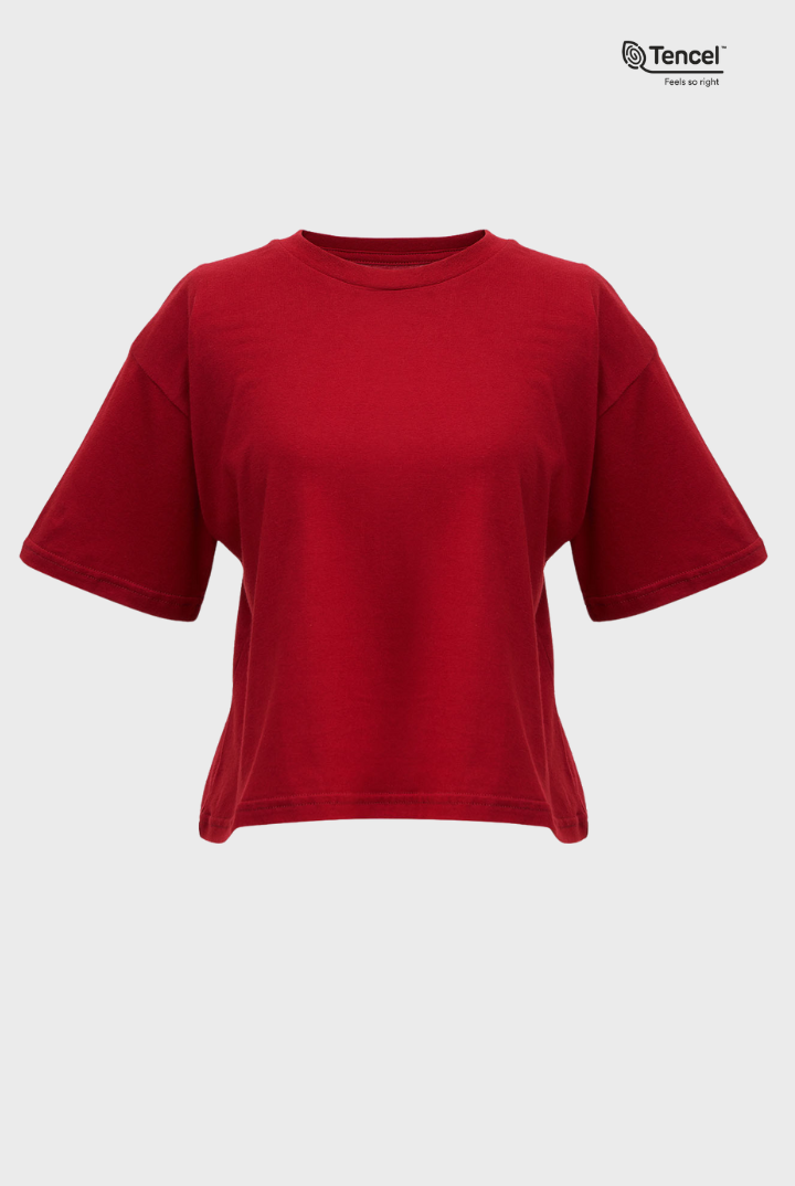 Baia Cropped T-shirt in Ruby Red