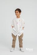 Buji Kids Stand Collar Shirt in White Daya
