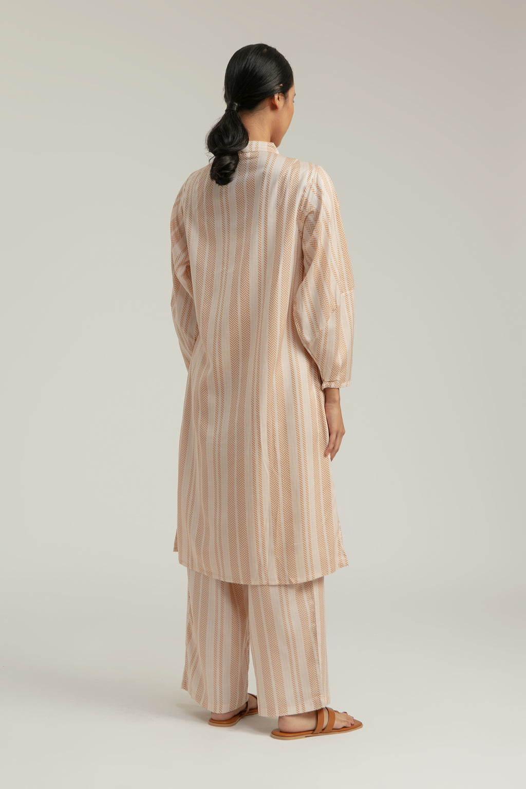 Gala Mandarin Collar Tunic in Sand Woven