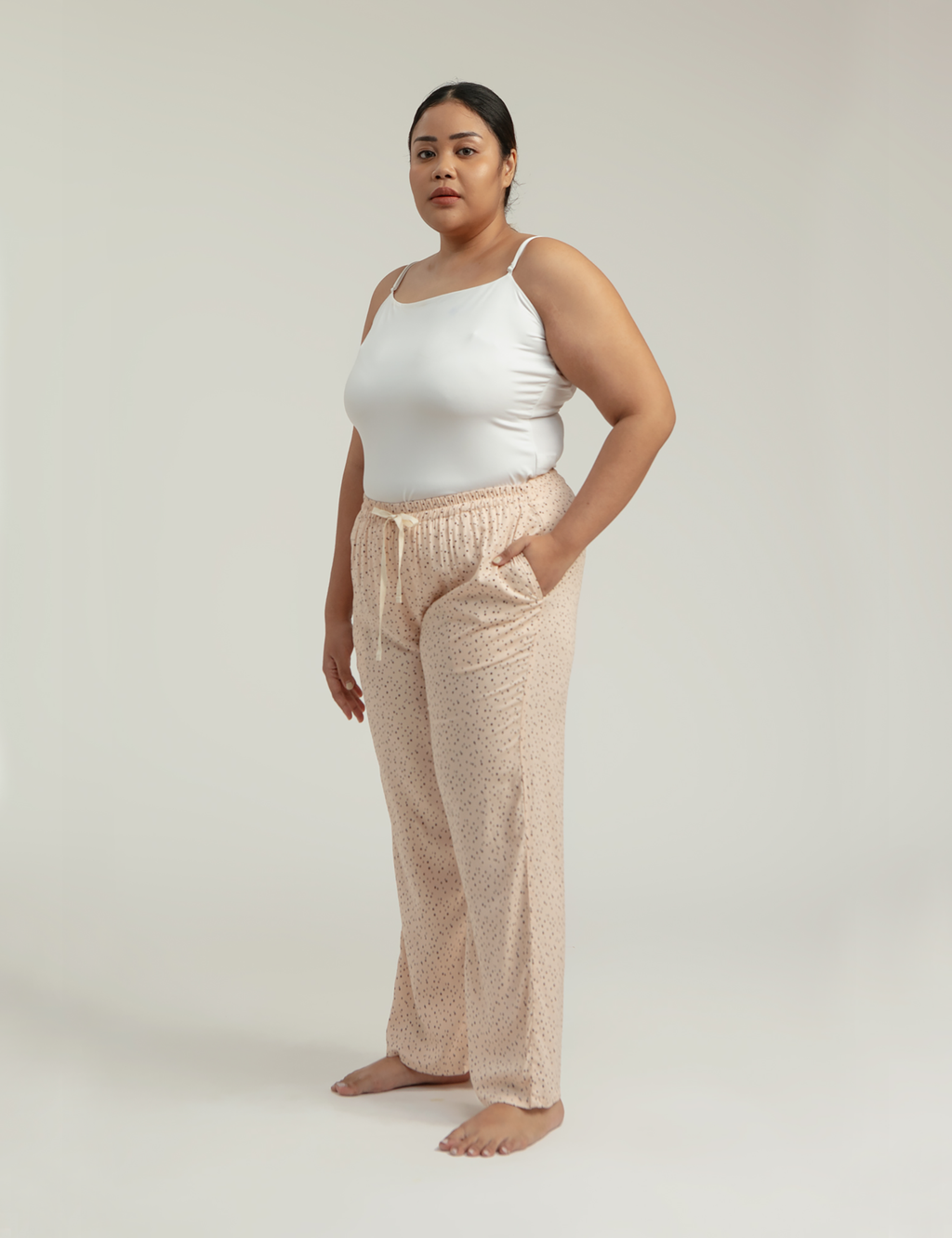 Gani Unisex Relax Pants in Peach Dots