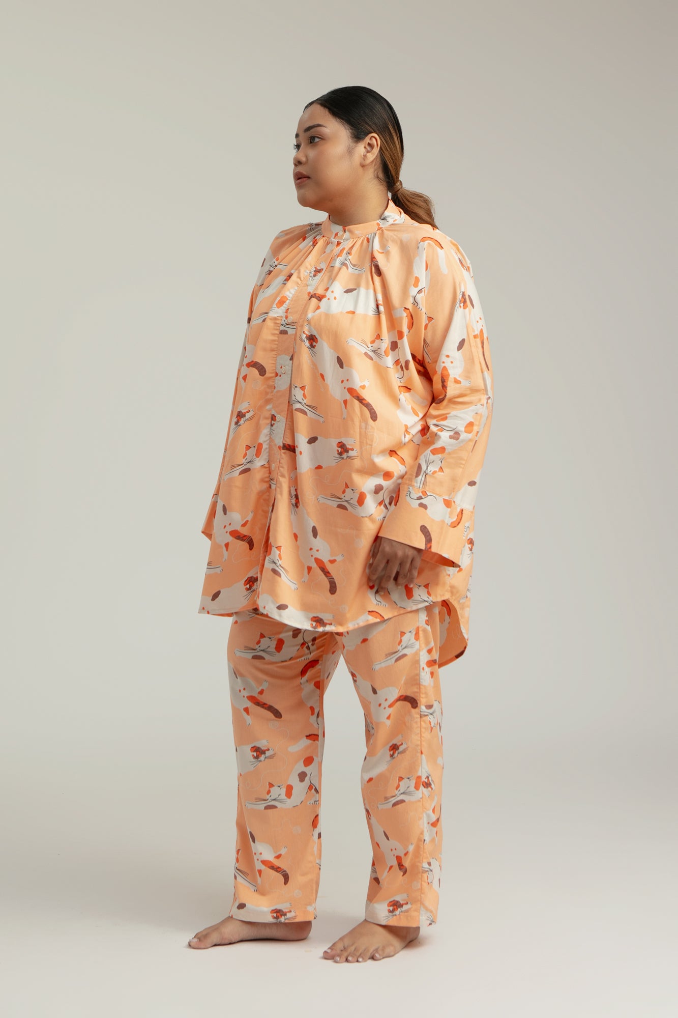 Prau Long Sleeve Pajama Top in Peach Gembul