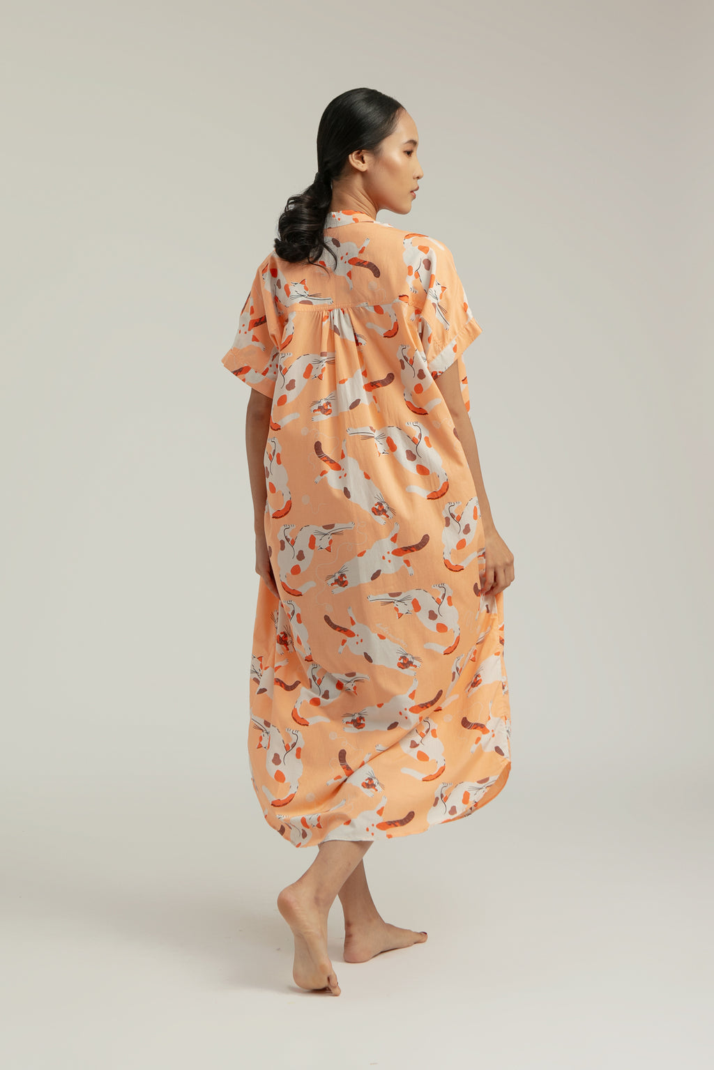 Obi Loose Dress in Peach Gembul