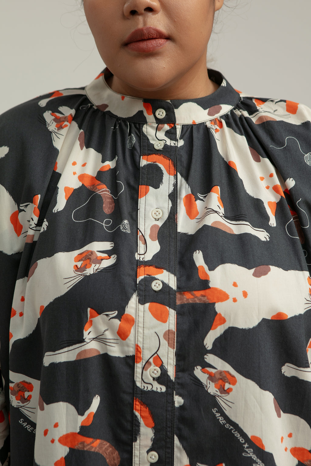 Prau Long Sleeve Pajama Top in Grey Gembul