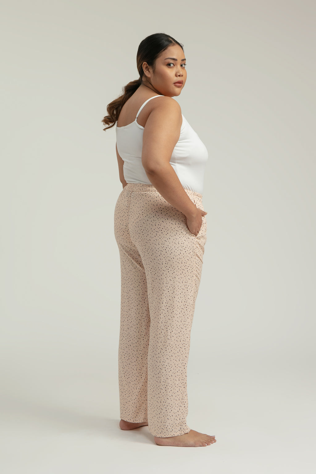 Gani Unisex Relax Pants in Peach Dots