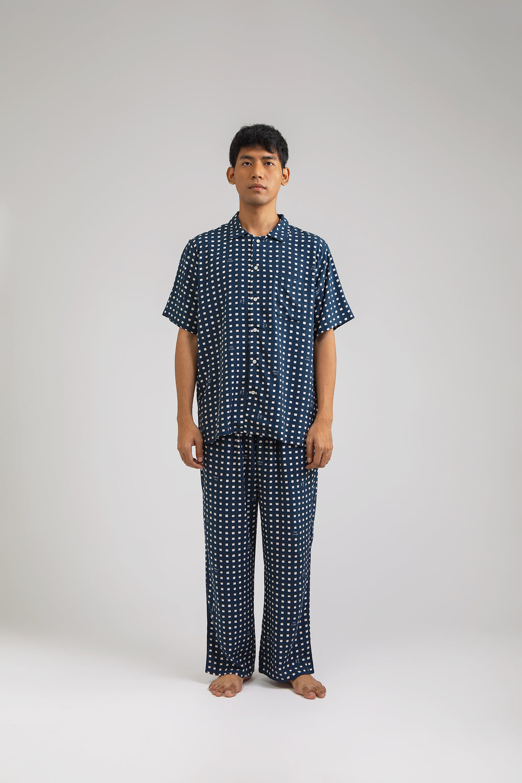 Kasturi Pajama Set in Navy Dadu