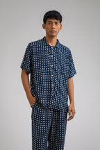 Kasturi Pajama Set in Navy Dadu