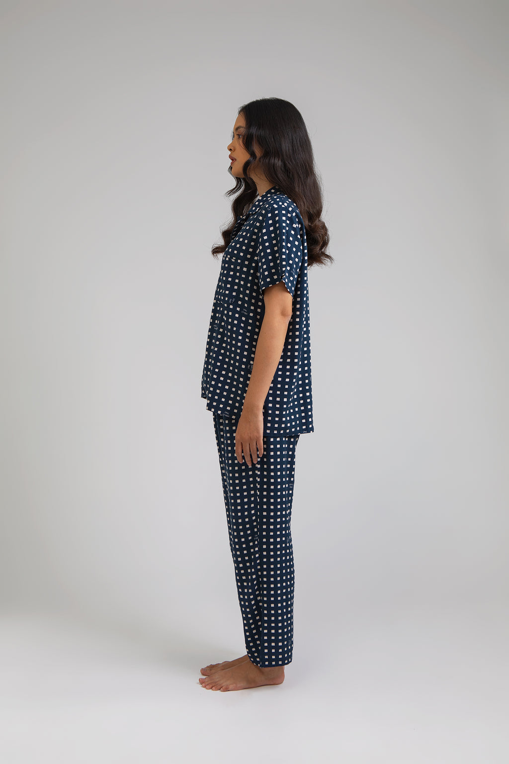 Kasturi Pajama Set in Navy Dadu
