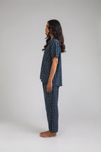 Kasturi Pajama Set in Navy Dadu