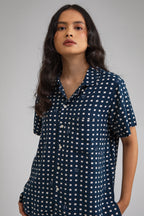 Kasturi Pajama Set in Navy Dadu