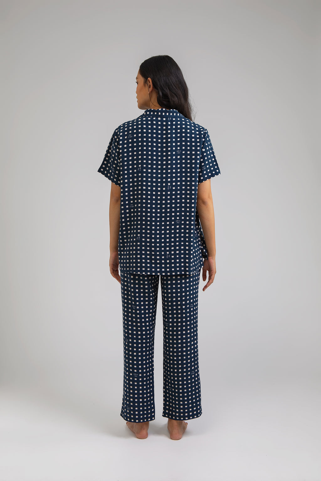 Kasturi Pajama Set in Navy Dadu