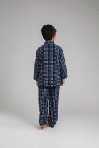 Praya Parigi Kids Long Sleeve Set in Navy Dadu