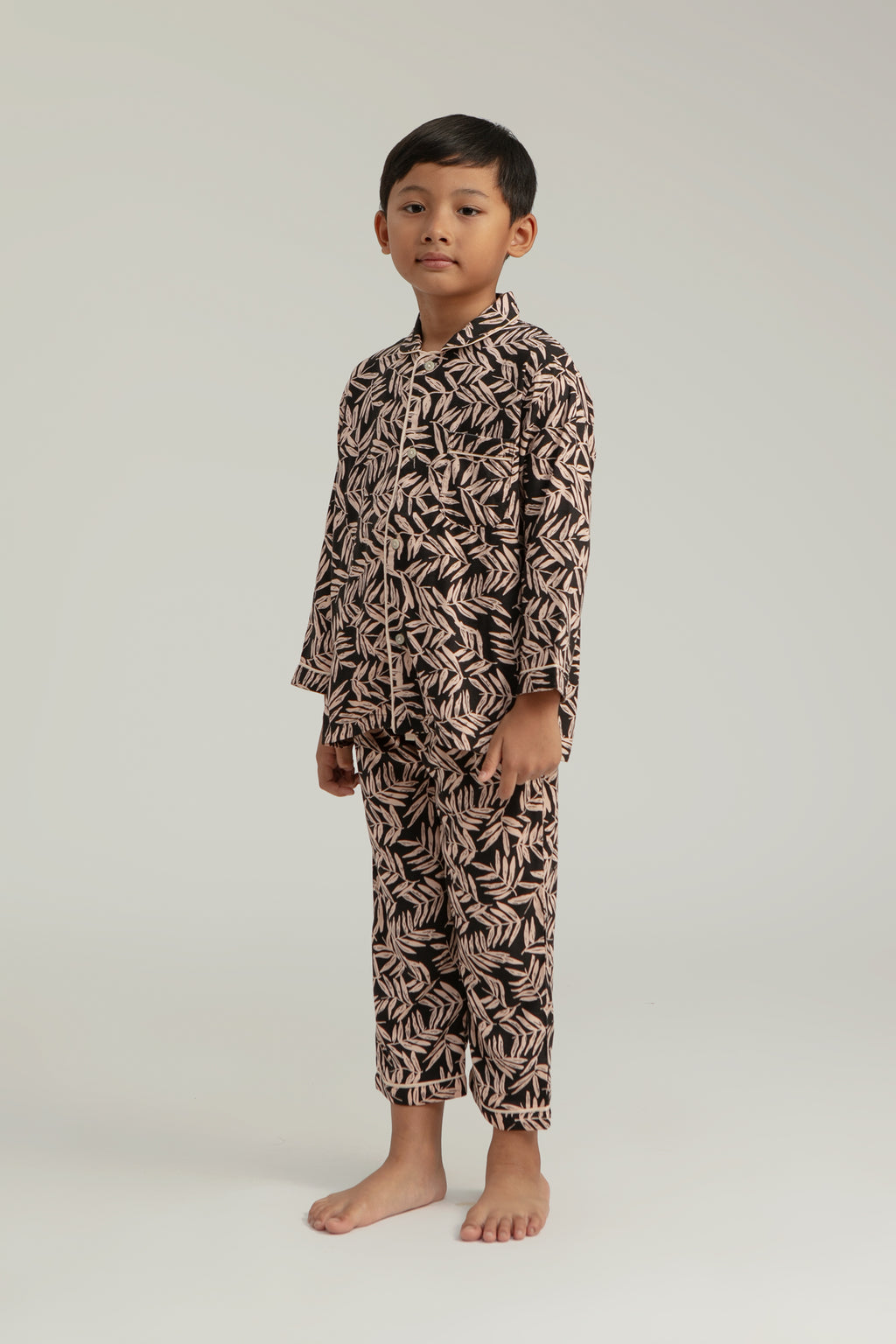 Praya Parigi Kids Long Sleeve Set in Black Bamboo
