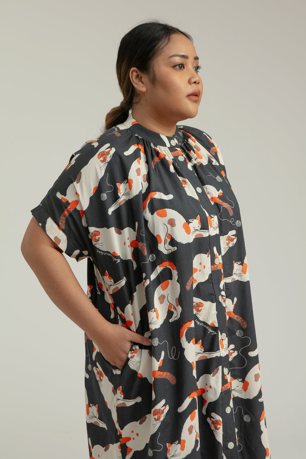 Obi Loose Dress in Grey Gembul