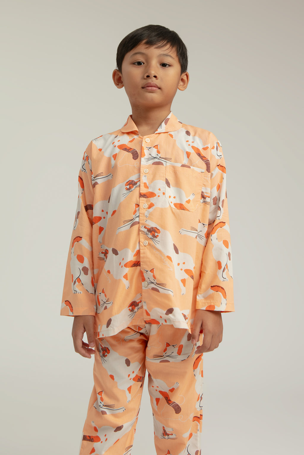 Praya Parigi Kids Long Sleeve Set in Peach Gembul
