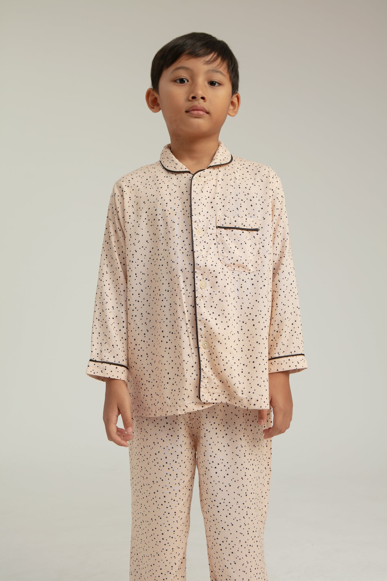 Praya Parigi Kids Long Sleeve Set in Peach Dots