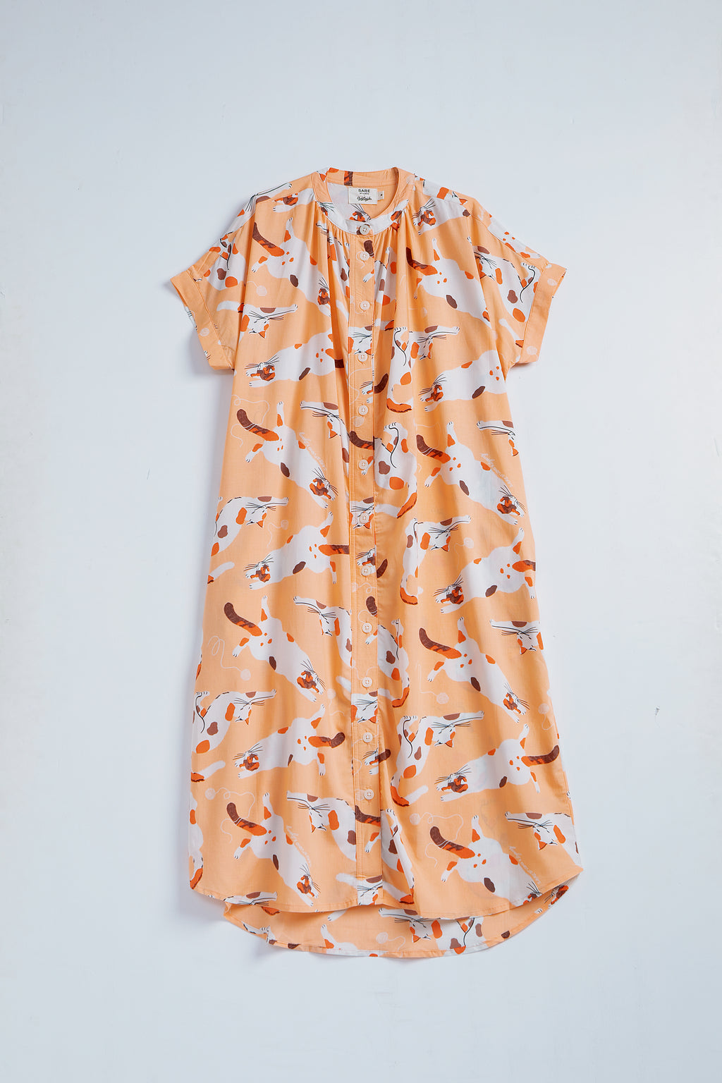 Obi Loose Dress in Peach Gembul