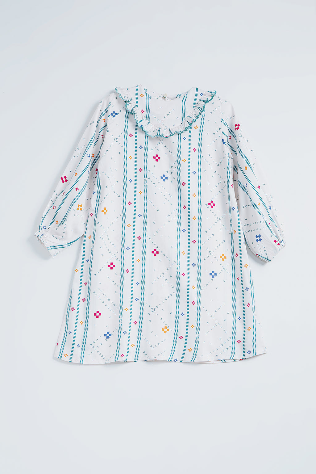 Rambai Kids Dress in Bone Bajamba