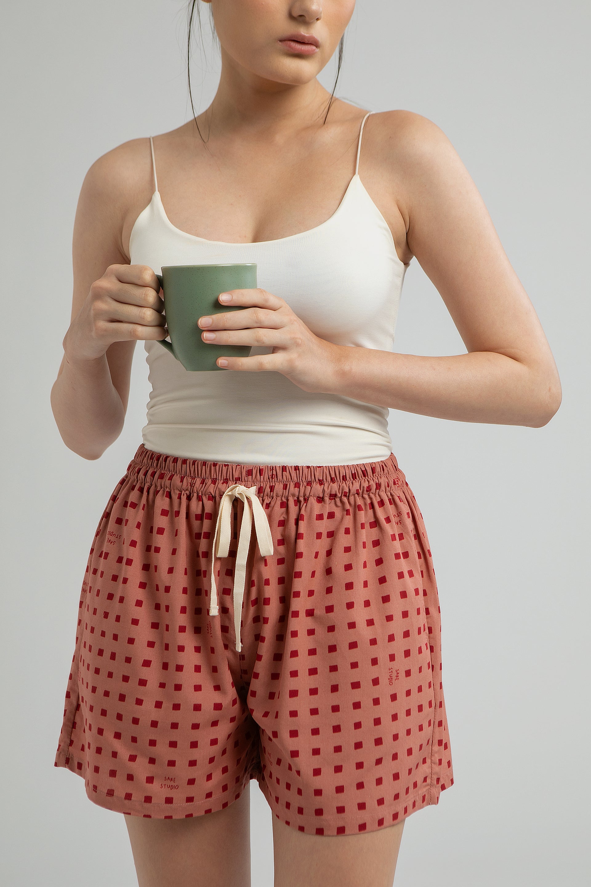 Mariri Pajama Shorts in Rosewood Dadu