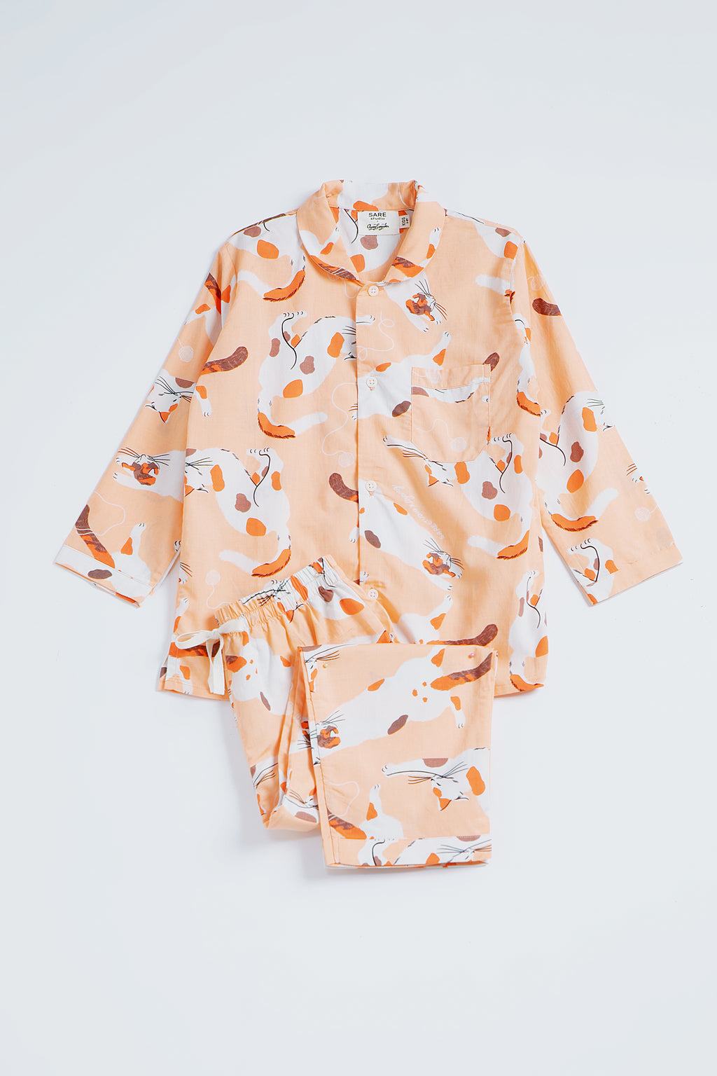 Praya Parigi Kids Long Sleeve Set in Peach Gembul