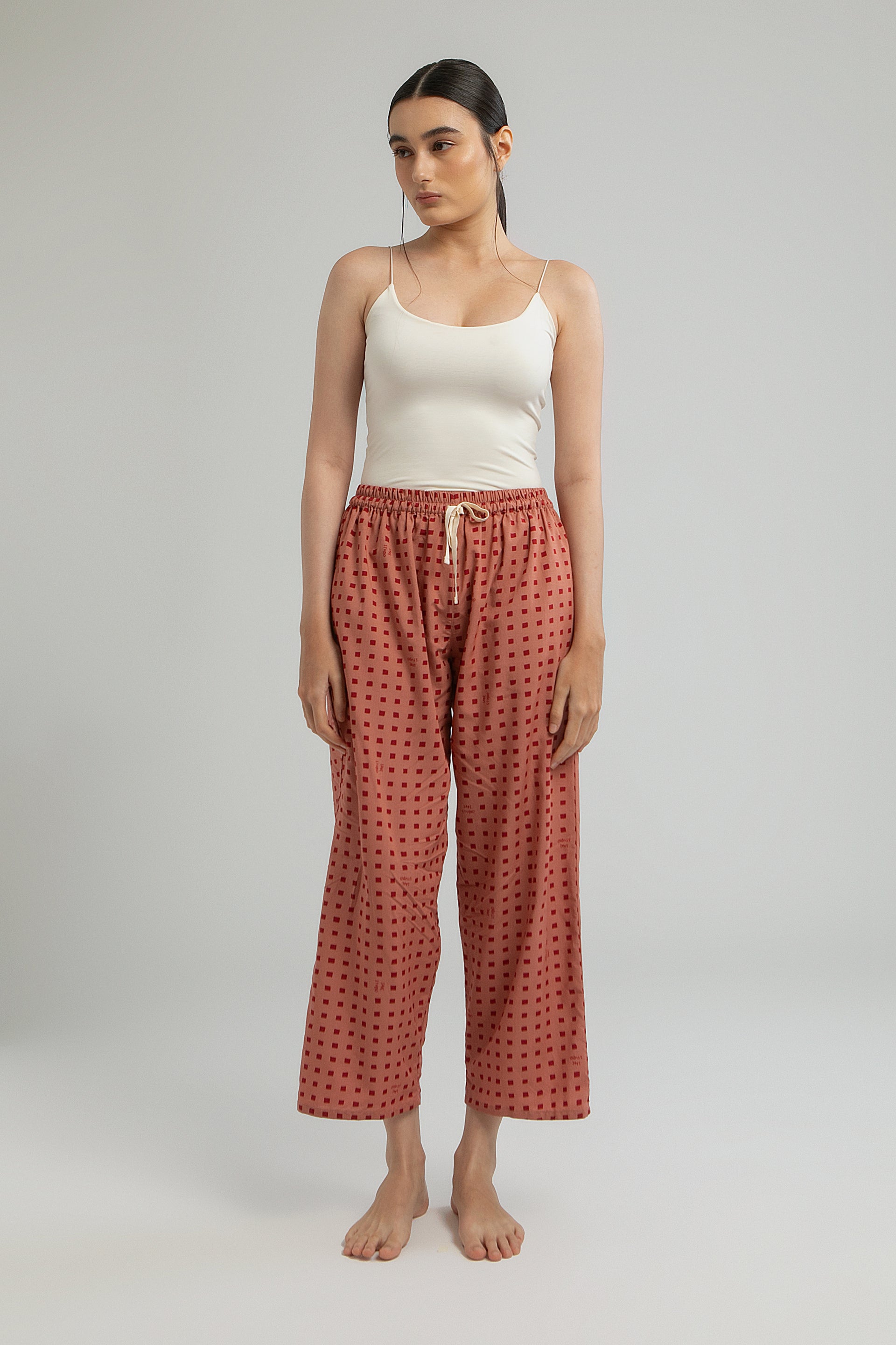 Gani Unisex Relax Pants in Rosewood Dadu